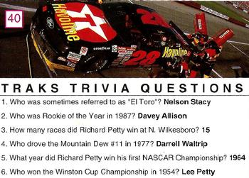 1993 Traks Trivia #40 Davey Allison / Jerry Glanville Back