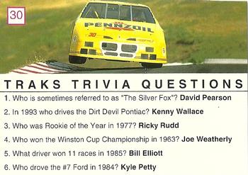 1993 Traks Trivia #30 Michael Waltrip Back