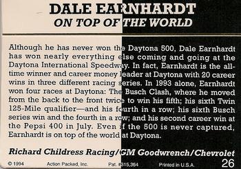 1994 Action Packed Champ and Challenger #26 Dale Earnhardt Back