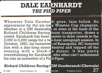 1994 Action Packed Champ and Challenger #27 Dale Earnhardt Back