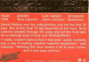 1994 Action Packed The Winston Select #W-4 Terry Labonte Back