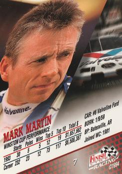 1994 Finish Line - Silver #7 Mark Martin Back