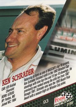 1994 Finish Line - Silver #93 Ken Schrader Back