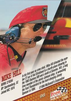 1994 Finish Line - Silver #98 Mike Hill Back