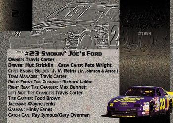 1994 Finish Line Gold #2 Hut Stricklin's Car Back