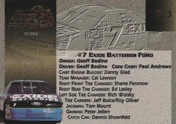 1994 Finish Line Gold #63 Geoff Bodine's Car Back