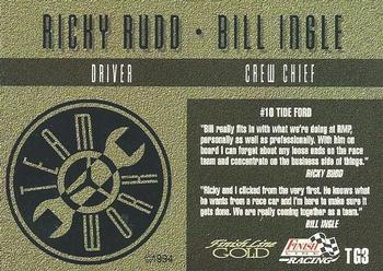 1994 Finish Line Gold - Teamwork #TG3 Ricky Rudd/Bill Ingle Back