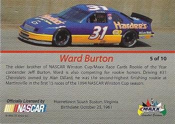 1994 Maxx - Rookie Class of '94 #5 Ward Burton Back