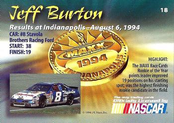 1994 Maxx Medallion #18 Jeff Burton Back
