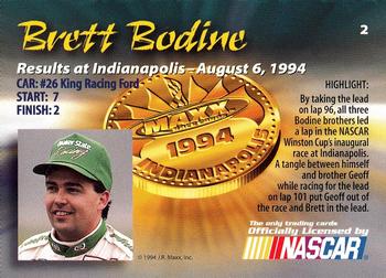 1994 Maxx Medallion #2 Brett Bodine Back
