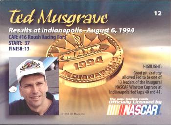 1994 Maxx Medallion #12 Ted Musgrave Back