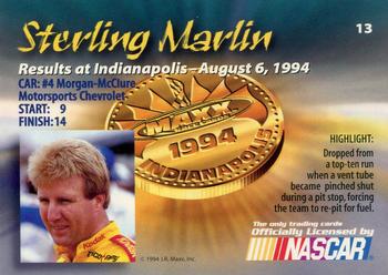 1994 Maxx Medallion #13 Sterling Marlin Back