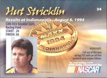 1994 Maxx Medallion #34 Hut Stricklin Back