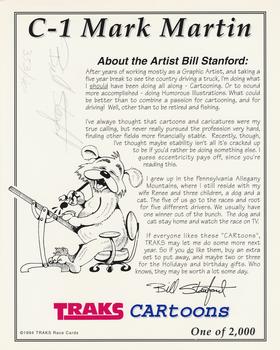 1994 Traks - Cartoons Autographed #C-1 Mark Martin Back
