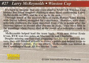 1994 Traks - First Run #27 Larry McReynolds Back