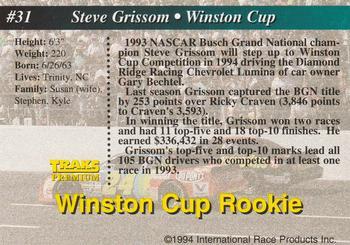1994 Traks - First Run #31 Steve Grissom Back