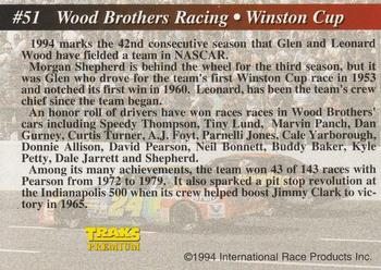 1994 Traks - First Run #51 Wood Brothers Racing Back