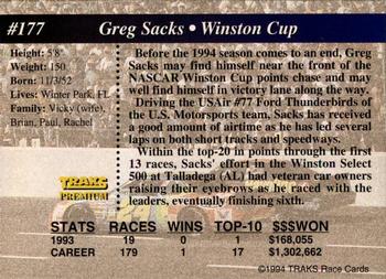 1994 Traks - First Run #177 Greg Sacks Back