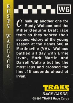 1994 Traks - Series I Winners #W6 Rusty Wallace Back