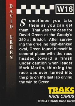 1994 Traks - Series I Winners #W16 David Green Back