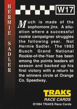 1994 Traks - Series I Winners #W17 Hermie Sadler Back