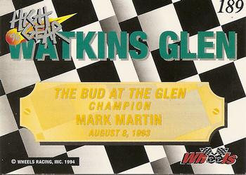 1994 Wheels High Gear - Day One Silver #189 Mark Martin Back