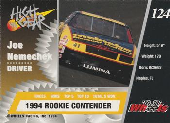 1994 Wheels High Gear - Day One Silver #124 Joe Nemechek Back