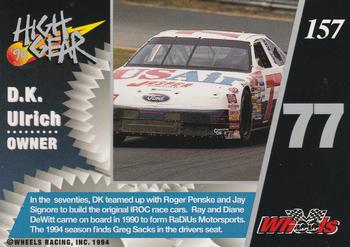 1994 Wheels High Gear - Day One Silver #157 D.K. Ulrich Back
