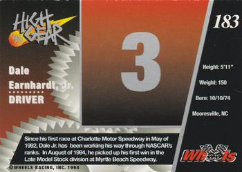 1994 Wheels High Gear - Day One Silver #183 Dale Earnhardt Jr. Back