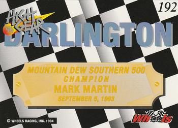 1994 Wheels High Gear - Day One Gold #192 Mark Martin Back
