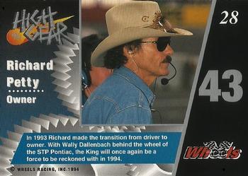 1994 Wheels High Gear - Gold #28 Richard Petty Back
