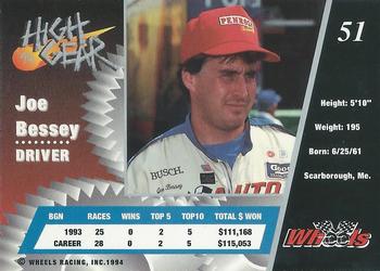 1994 Wheels High Gear - Gold #51 Joe Bessey Back