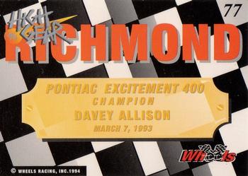 1994 Wheels High Gear - Gold #77 Davey Allison Back