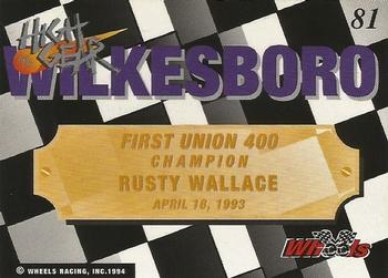 1994 Wheels High Gear - Gold #81 Rusty Wallace Back