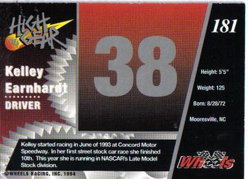 1994 Wheels High Gear - Gold #181 Kelley Earnhardt Back