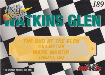 1994 Wheels High Gear - Gold #189 Mark Martin Back