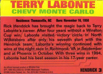 1995 Action Packed Hendrick Motorsports #3 Terry Labonte Back