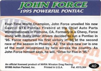 1995 Action Packed NHRA #40 John Force's Car Back
