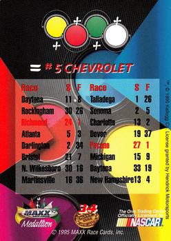 1995 Maxx Medallion #34 #5 Chevrolet Back