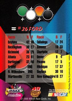 1995 Maxx Medallion #49 #26 Ford Back