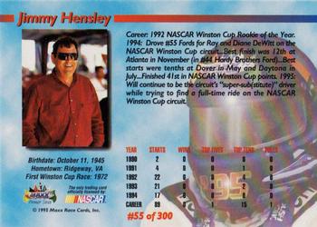 1995 Maxx Premier Series #55 Jimmy Hensley Back