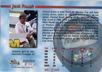 1995 Maxx Premier Series #82 Jack Roush Back