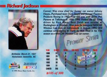 1995 Maxx Premier Series #105 Richard Jackson Back