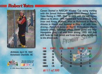 1995 Maxx Premier Series #111 Robert Yates Back
