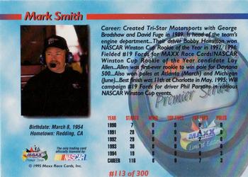 1995 Maxx Premier Series #113 Mark Smith Back