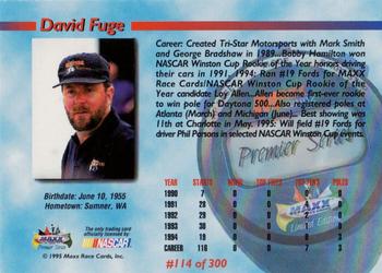 1995 Maxx Premier Series #114 David Fuge Back