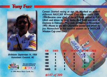 1995 Maxx Premier Series #147 Tony Furr Back