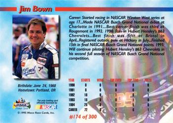 1995 Maxx Premier Series #174 Jim Bown Back