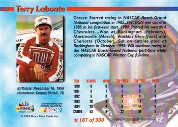 1995 Maxx Premier Series #187 Terry Labonte Back
