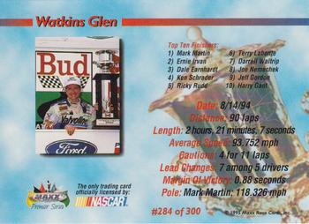1995 Maxx Premier Series #284 Mark Martin / Jack Roush Back